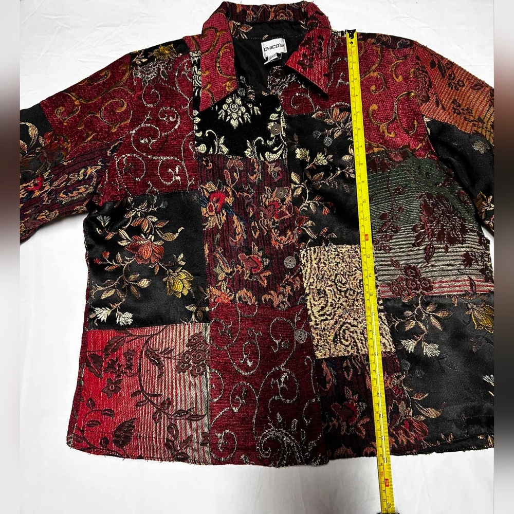 Chicos Tapestry Jacket Patchwork Dressy Embroider… - image 6